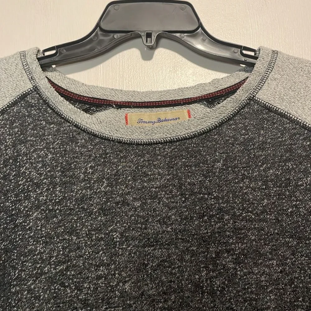 Tommy Bahama- Grey Pullover Crew Neck Red Logo Fleece Lined Sweater- Size XL